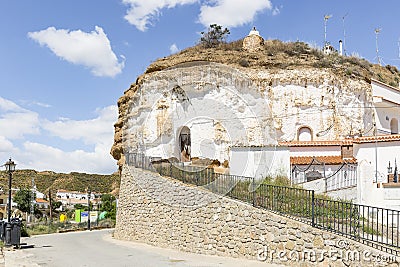 Ancient troglodyte cave houses in Graena town Stock Photo