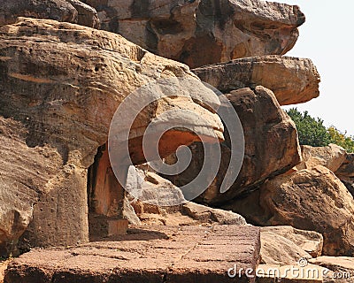 Ancient Udayagiri Carved Caves Stock Photo