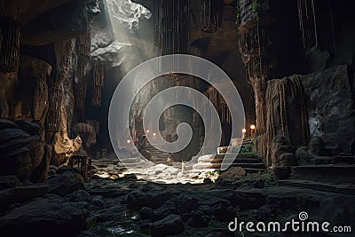 Ancient underground cave from treasure hunting game or movie Stock Photo