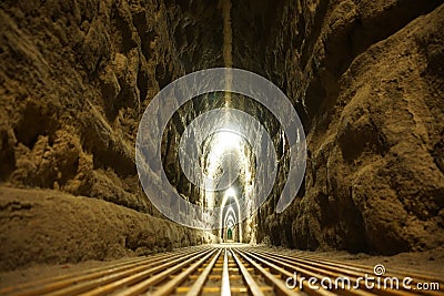 Ancient underground passage beneath Cholula pyramid Stock Photo