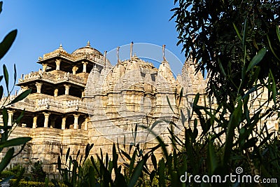 ancient unique temple architecture with bright blue sky at day from unique perceptive Stock Photo