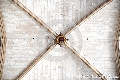 Ancient vaulted brick ceiling Stock Photo