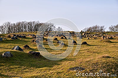 Ancient Viking graveyard of Lindholm Hoje Editorial Stock Photo