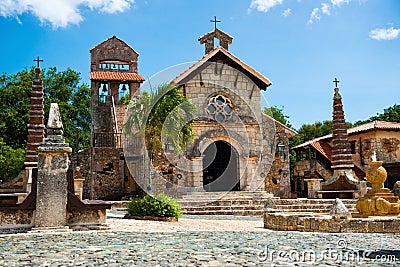 Ancient village Altos de Chavon - Colonial town reconstructed in Dominican Republic. Casa de Campo, La Romana. Stock Photo