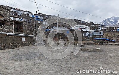 Ancient village of Khinalig in the mountains Stock Photo