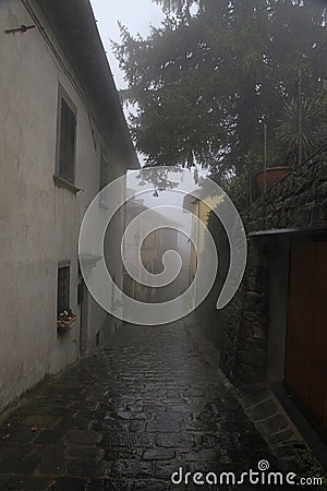 Ancient village of Montecatini-Alto in winter, Italy Stock Photo