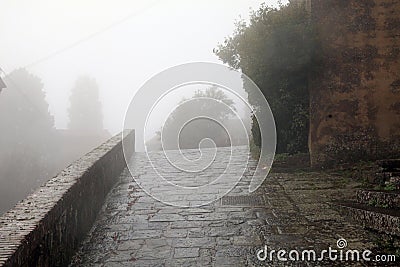 Ancient village of Montecatini-Alto in winter, Italy Stock Photo