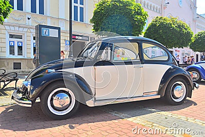 Ancient VW Beetle car in Sanok Editorial Stock Photo