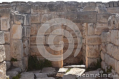 Ancient wall and door ruins at Mt. Gerizim National Park Editorial Stock Photo