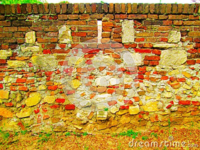 Ancient wall made of bricks Stock Photo