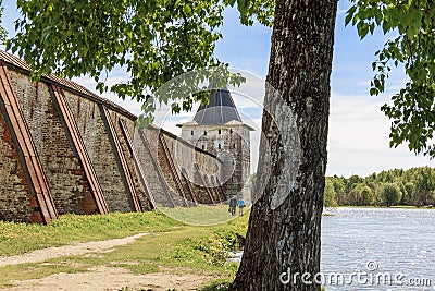 Ancient walls and tower of Cyril-Belozersky Monastery Editorial Stock Photo