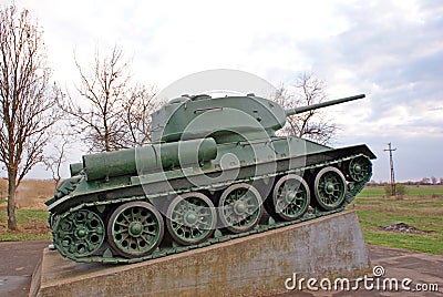 Ancient war tank exposed Stock Photo