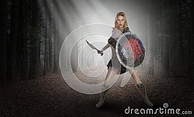 Ancient Warrior, Soldier, Amazon Woman, Surreal Stock Photo