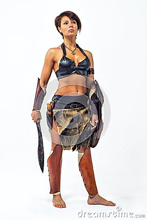 Ancient warrior woman. Stock Photo
