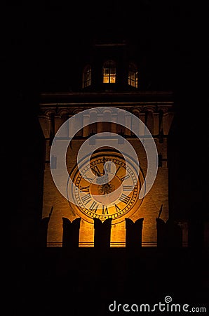 Ancient watch tower in the night Stock Photo