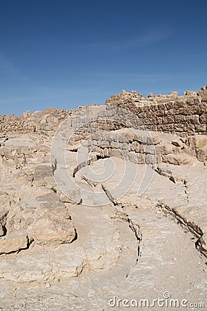 Ancient Water Canal, Shivta, Ancient Nabataeans and Byzantine City, Israel Stock Photo