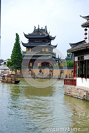 Ancient water town Zhujiajiao, China Editorial Stock Photo