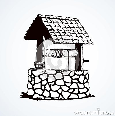 Ancient well. Vector drawing Vector Illustration
