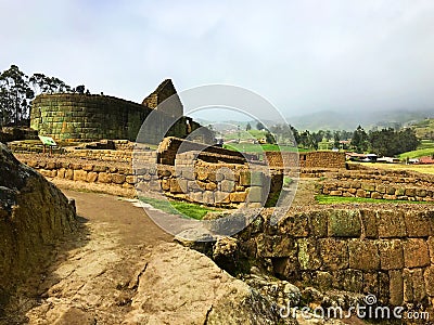 Winding Stone Path at the Ruins of Ingapirca, Ecuador. Editorial Stock Photo