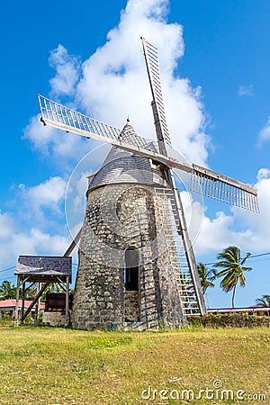 Ancient windmill of Bezard in Marie-Galante, Guadeloupe Stock Photo