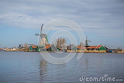 Ancient windmills still working in Holland Stock Photo