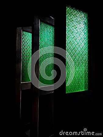 an ancient window in a Javanese house in Indonesia Stock Photo