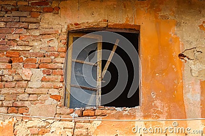 Ancient window old farmhouse characteristic village art history tourism culture Stock Photo