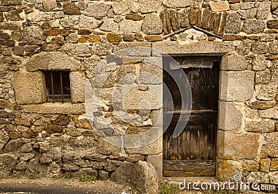 Ancient wood door Saint-Mamet-la-Salvetat Stock Photo