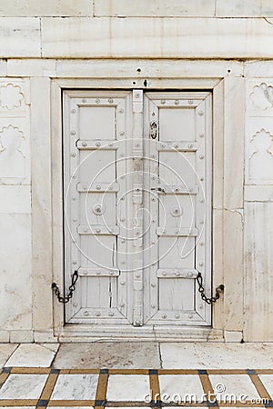 Ancient Wooden Door At Taj Mahal Stock Photo