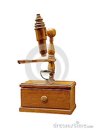 Ancient wooden microscope Stock Photo