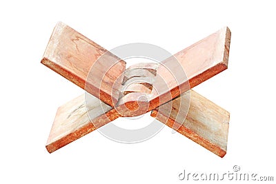 Ancient wooden pillow ,foldable Stock Photo