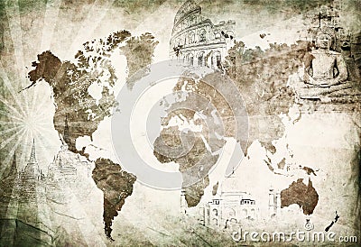 Ancient world travel map Stock Photo