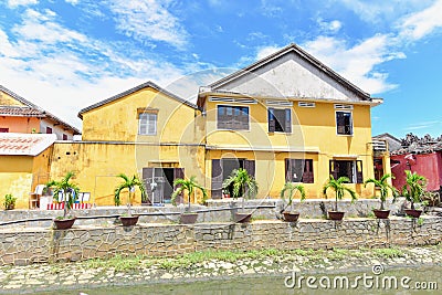 Ancient Yellow Buildings at the Ancient Town of Hoi An Editorial Stock Photo