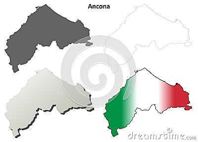 Ancona blank detailed outline map set Vector Illustration