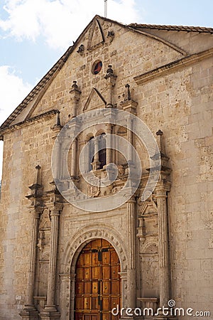 Andahuaylas Peru Plaza de Armas facade Historical Cathedral barroque arquitecture Stock Photo