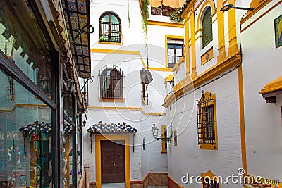 Seville streets in the scenic historic city center near Jewish Quarter Stock Photo