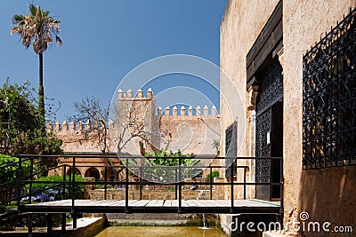 Andalusian gardens in Kasbah Oudaia Stock Photo