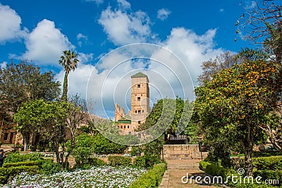 Andalusian gardens in Udayas kasbah Rabat Morocco North Africa Stock Photo