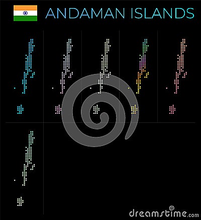 Andaman Islands dotted map set. Vector Illustration