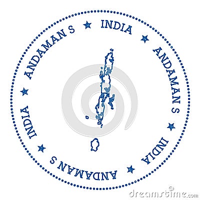 Andaman Islands map sticker. Vector Illustration