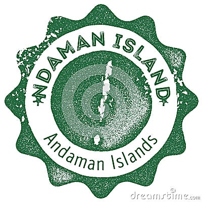 Andaman Islands map vintage stamp. Vector Illustration