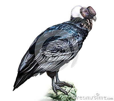 Andean condor, Vultur gryphus, the largest bird in the world Cartoon Illustration