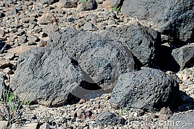 Andesite basalt on Black Mountain near Las Vegas, Nevada. Stock Photo