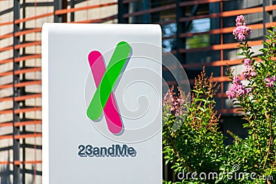 23andMe logo and sign at headquarters campus Editorial Stock Photo