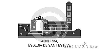 Andorra, Esglsia De Sant Esteve travel landmark vector illustration Vector Illustration