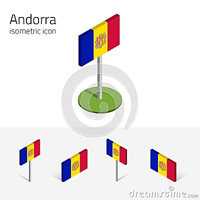 Andorra flag, vector set of 3D isometric icons Vector Illustration