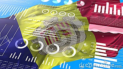 Andorra informational analysis reports and financial data, infographics display with flag Stock Photo