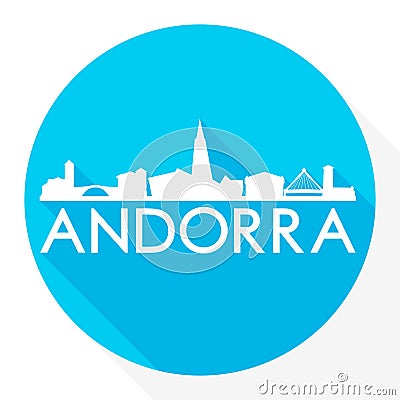 Andorra la Vella, Andorra Flat Icon. Skyline Silhouette Design. City Vector Art Famous Buildings. Vector Illustration