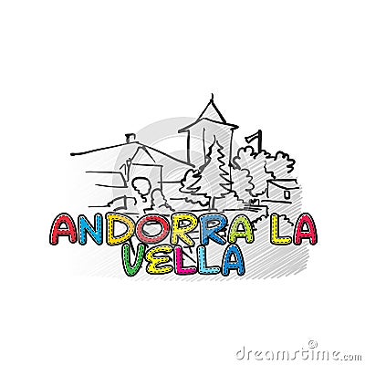 Andorra la vella beautiful sketched icon Vector Illustration