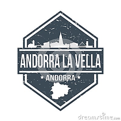 Andorra la Vella Travel Stamp Icon Skyline City Design Tourism Badge Rubber. Vector Illustration